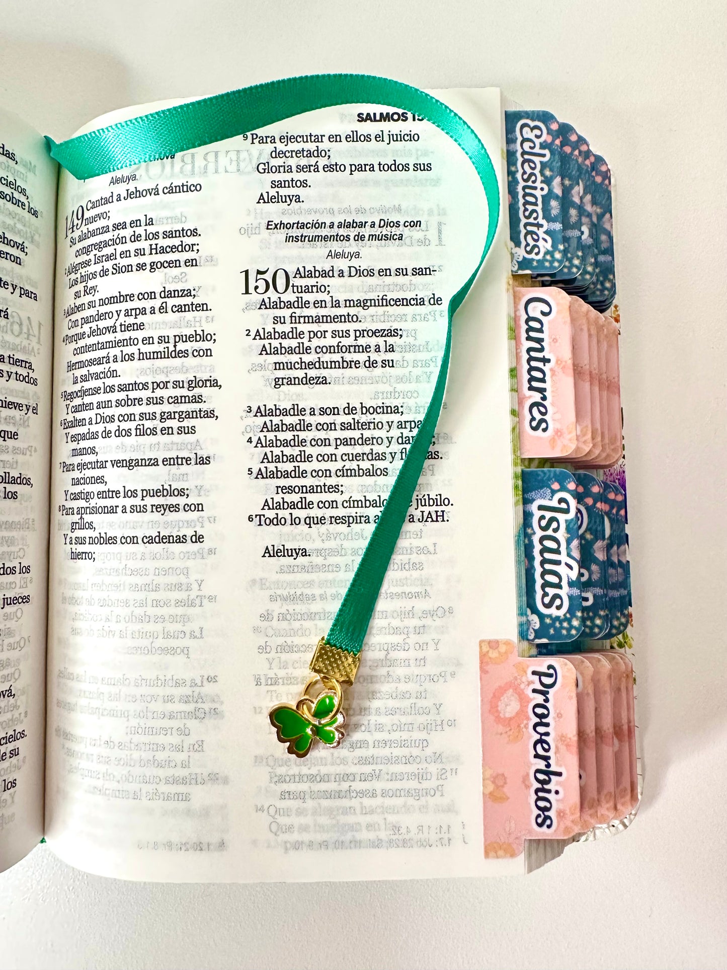 Biblia de Bolsillo RV1960 imit piel con canto floral verde (TABS DE LA BIBLIA)