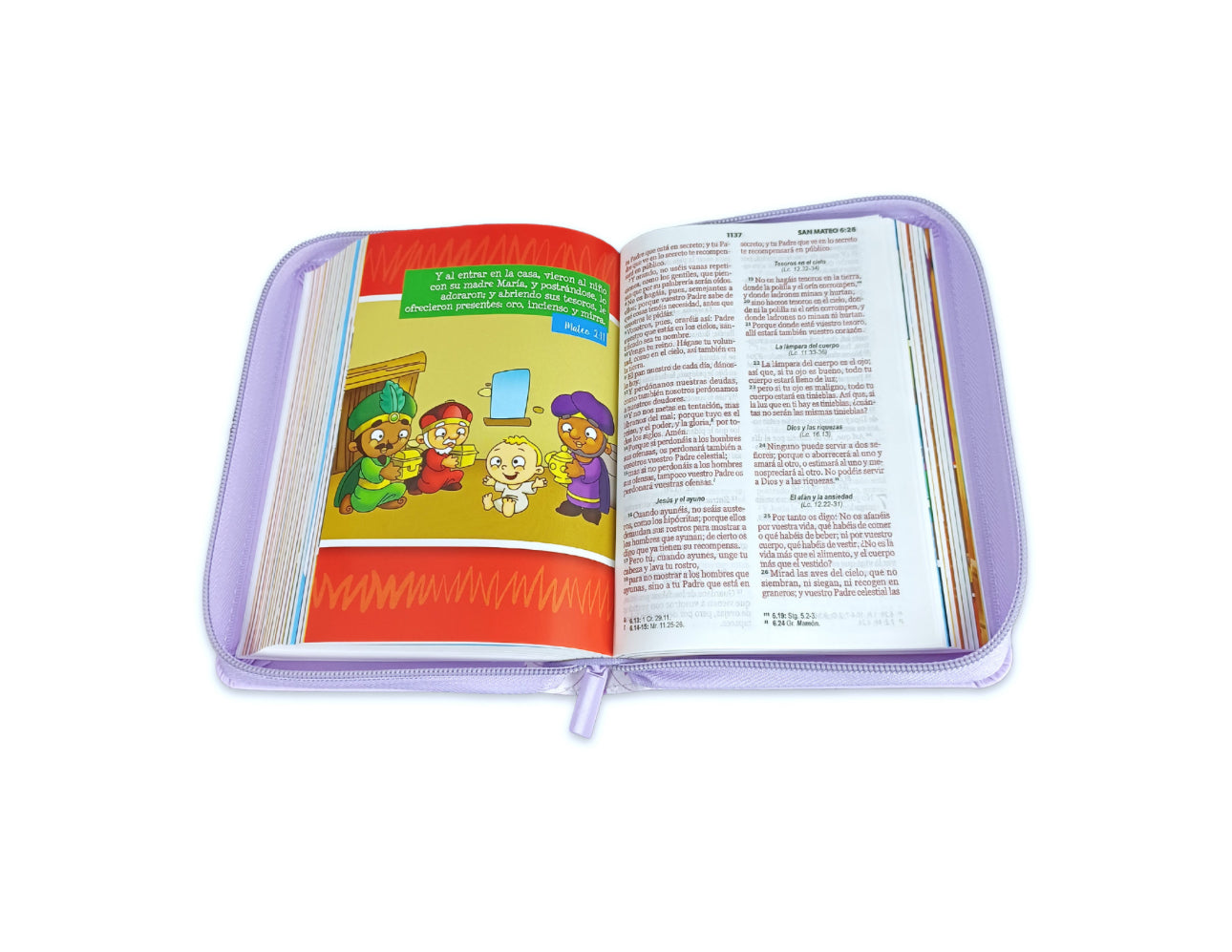 Biblia para Niñas Mi Gran Viaje Compacta con Cierre RV1960 imit piel lila floral