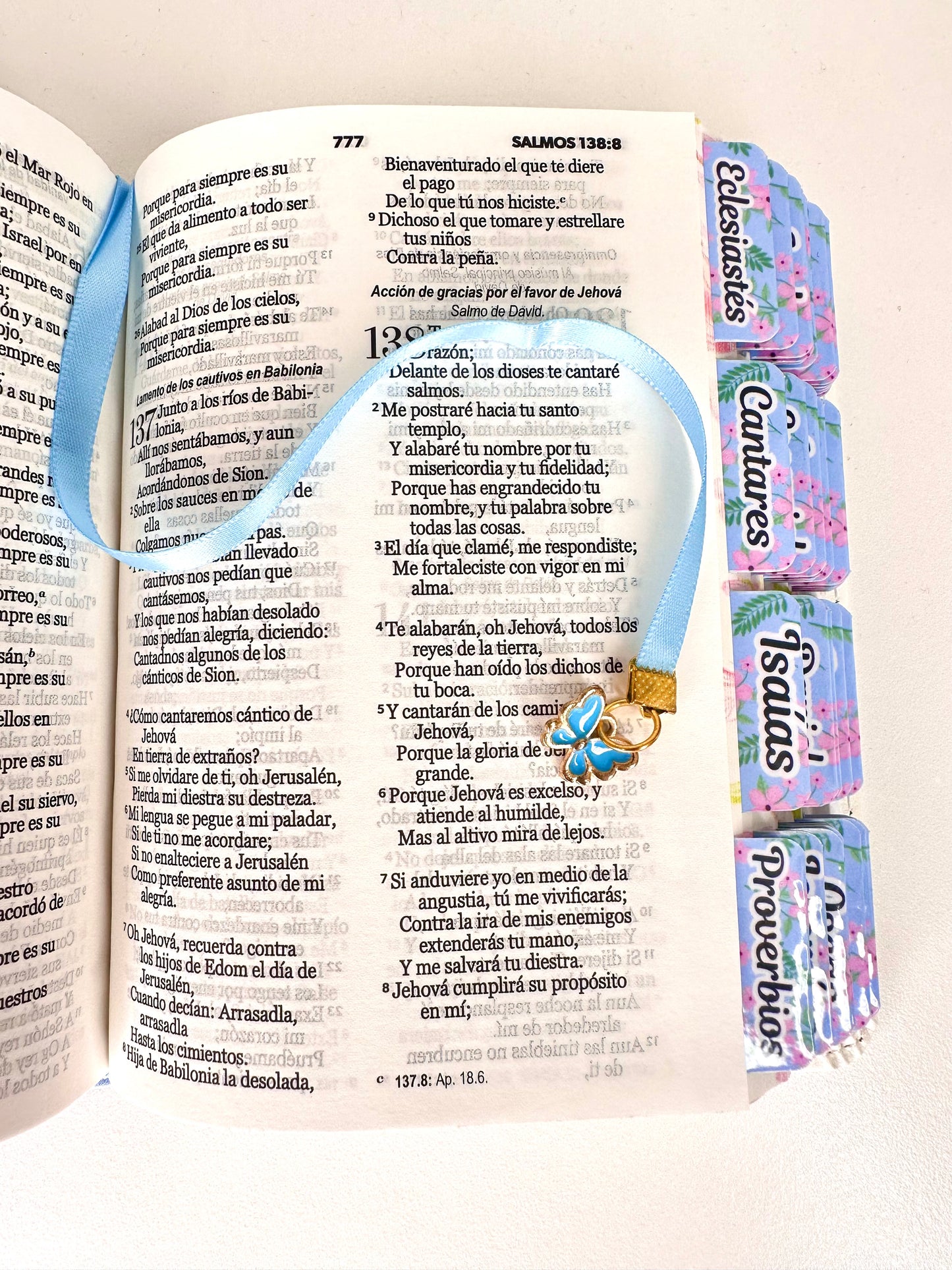 Biblia de Bolsillo RV1960 imit piel con canto floral celeste