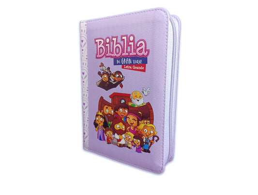 Biblia para Niñas Mi Gran Viaje Compacta con Cierre RV1960 imit piel lila floral