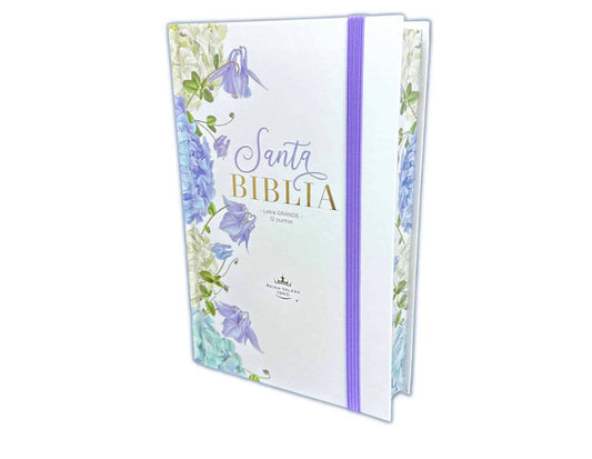 Biblia Letra Grande 12 puntos para Mujer RV1960 tapa dura violeta floral con elástico